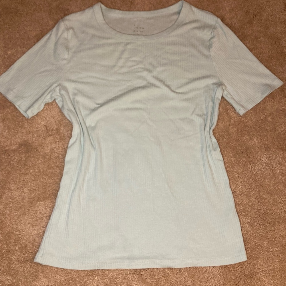 A New Day Women's Light Mint Green Ribbed T-Shirt